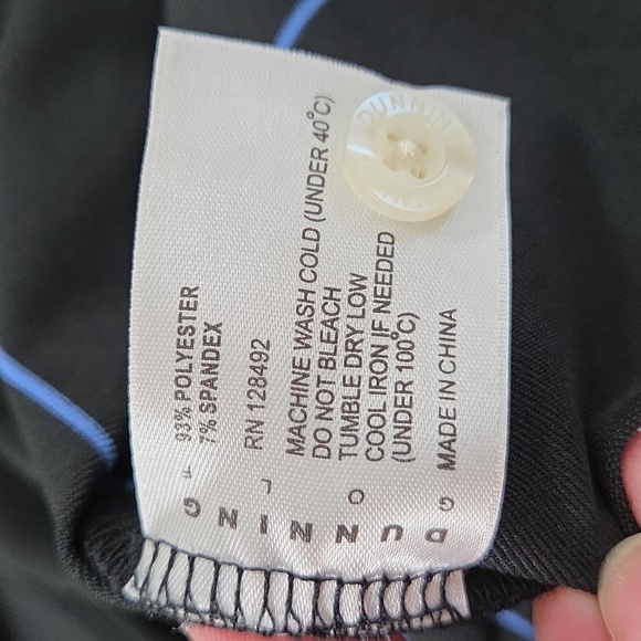 DUNNING GOLF MENS SHORT SLEEVE POLO BLACK WITH BLUE & GRAY STRIPES SMALL - Picture 6 of 6